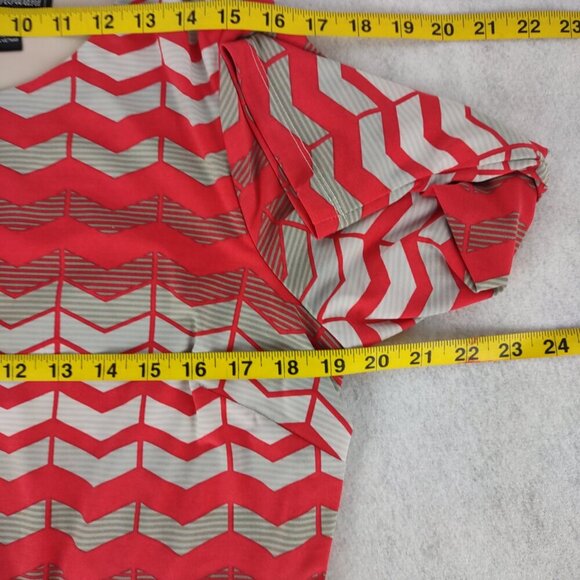 Jessica Howard Chevron Midi Dress Coral Gray Zip Back Long Sleeve Lined Size 14 - Picture 8 of 10